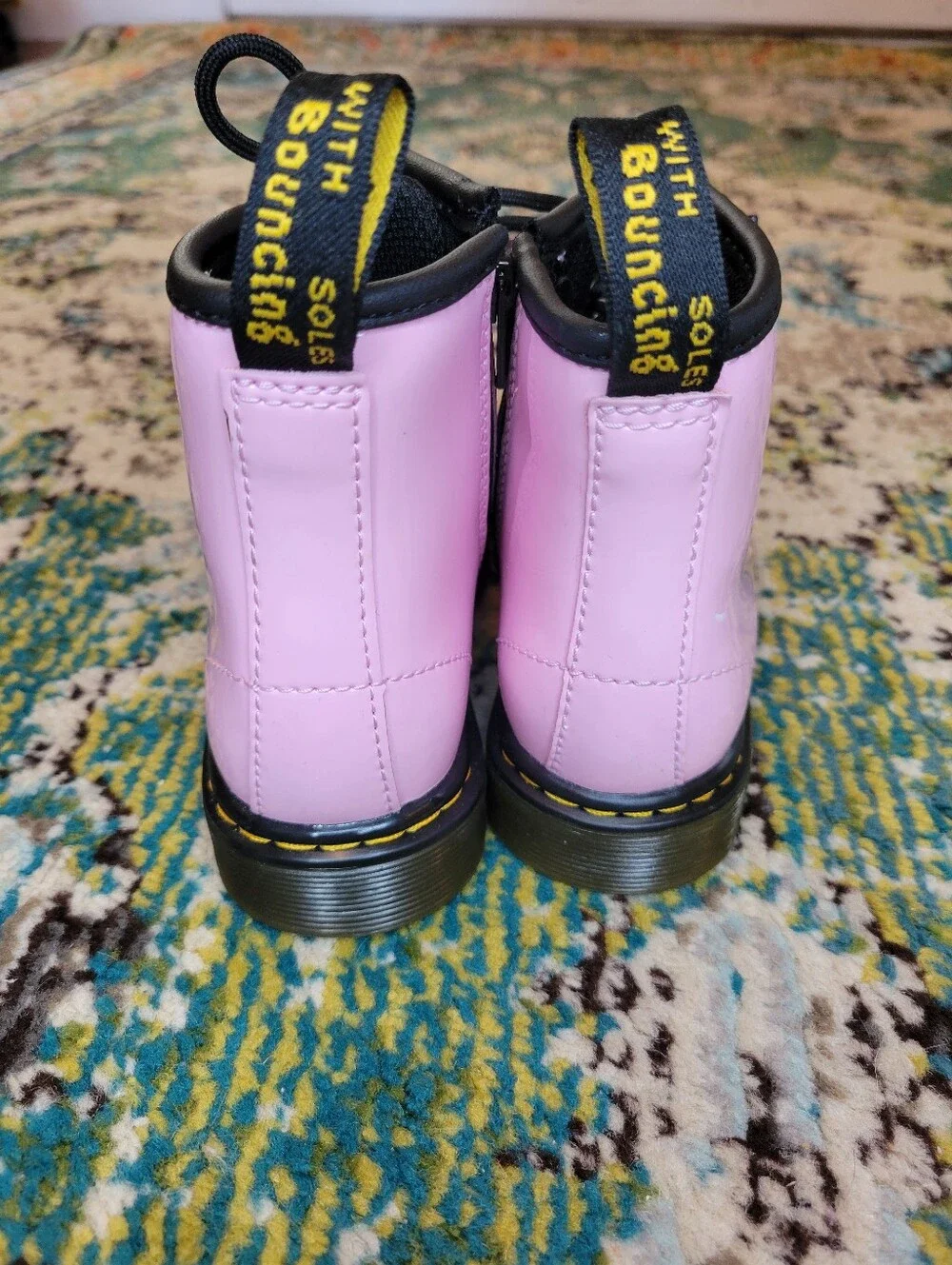 Dr. Martens Junior 1460 Pink Patent Leather Combat Boots, Size Kids 10